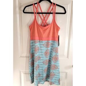 NWT LOLA by AFG Activewear Orange & Blue Athleisure Hiking Sport Dress Women's L